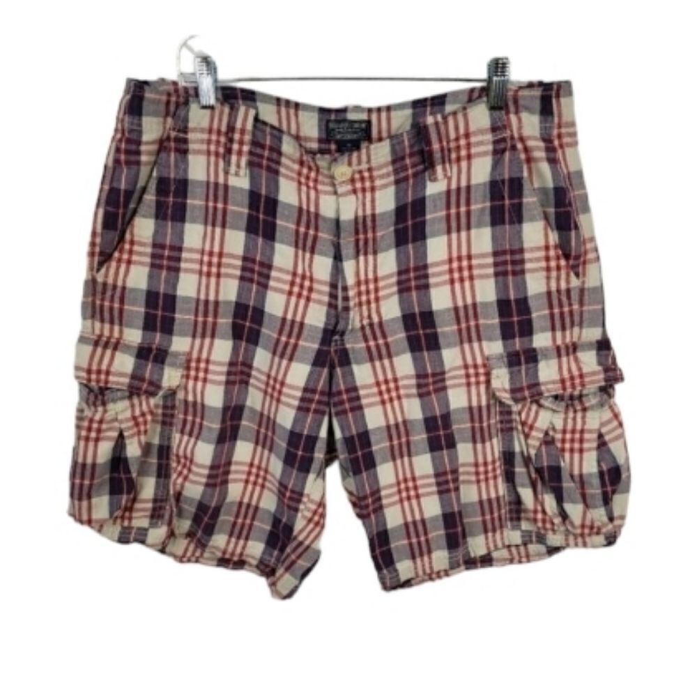 36 POLO RALPH LAUREN cargo plaid red blue white cargo cotton men's shorts 36 XL